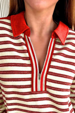 Striped Quarter-Zip Collar Sweatshirt