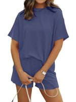 Full Size Ribbed Short Sleeve Top and Shorts Two-Piece Set Plus Size