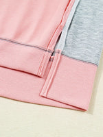 Exposed Seam Color Block Patchwork Slit Cuffs Oversize Sweatshirt