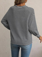 Striped Round Neck Lantern Sleeve Top