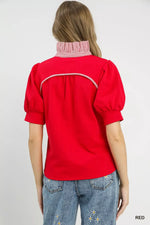 Umgee Striped Collar Popover Top