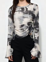Tie Dye Drawstring Ruched Top
