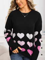 Valentine's Day Heart Pattern Crew Neck Sweater