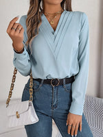V-Neck Long Sleeve Blouse