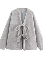 Textured Knit Tie-Front Outerwear