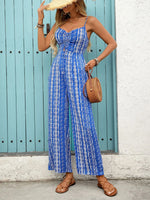 Printed Spaghetti Strap Wide Leg Jumpsuit