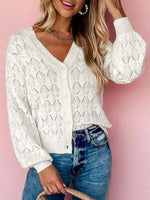 Openwork Button Up Cardigan