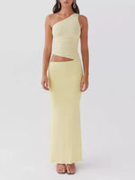 Full Size One-Shoulder Top and Maxi Skirt Set Plus Size