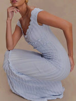Frill Off-Shoulder Knit Maxi Mermaid Dress