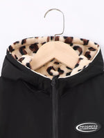 Children's Hooded Leopard Lined Warm Jacket