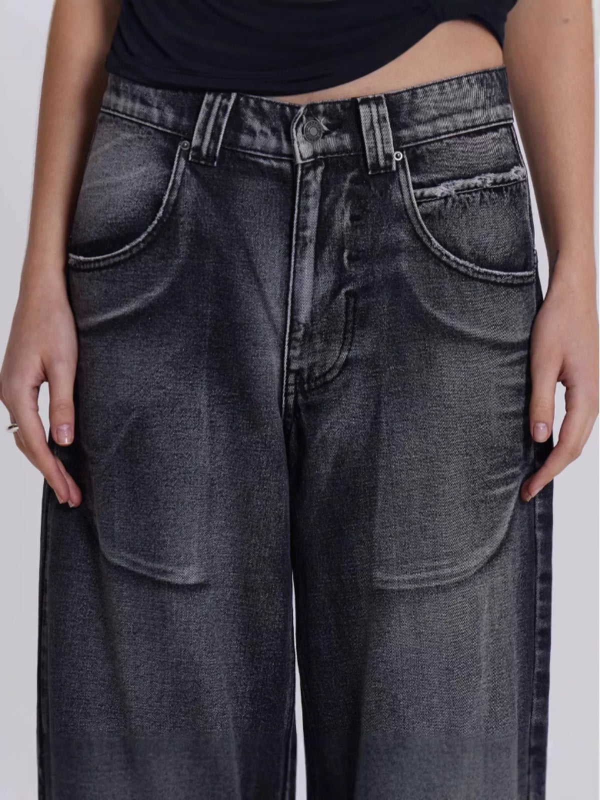 Vintage Wash Wide Leg Jeans