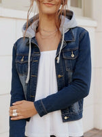 Full Size Button Up Drawstring Hooded Denim Jacket Plus Size