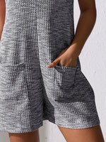 Full Size Button Front Romper with Pockets Plus Size