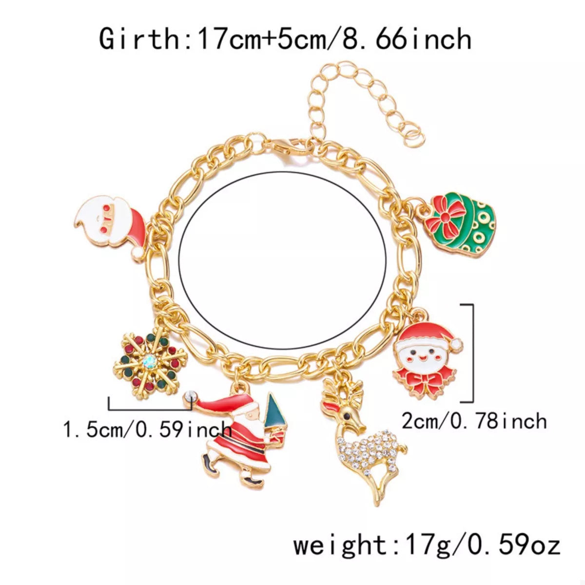 Christmas 18K Gold-Plated Charm Bracelet