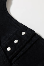 Acid Wash Buttoned Cropped Slim Denim Tank Top