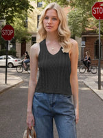 Cable-Knit V-Neck Knit Tank