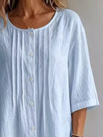 Full Size Texture Round Neck 3/4 Sleeve Blouse Plus Size
