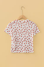 Sheer Heart Print Fitted Top