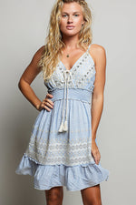 POL Eyelet Embroidered Smocked Waist Mini Dress