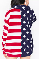 American Flag Print Half Zip Sweatshirt