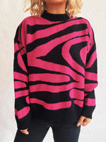 Zebra Print Round Neck Sweater