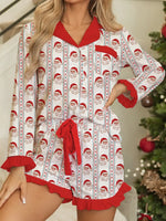 Christmas Santa & Stripes Ruffle Top and Shorts Set
