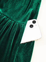 Sequin Puff Sleeve High Waist Tiered Velvet Mini Dress