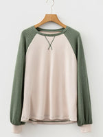 Waffle Color Block Raglan Sleeve Top