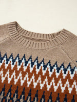 Color Block Crew Neck Sweater