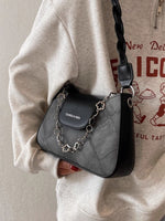 Chain Decor Leather Shoulder Bag