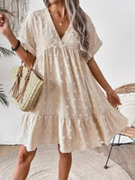 Ruffled Hem Swiss Dot Mini Dress