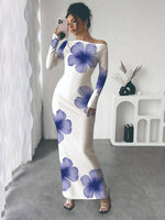 Floral Print One Shoulder Maxi Dress