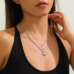 2-Piece Star and Heart Pendant Necklace