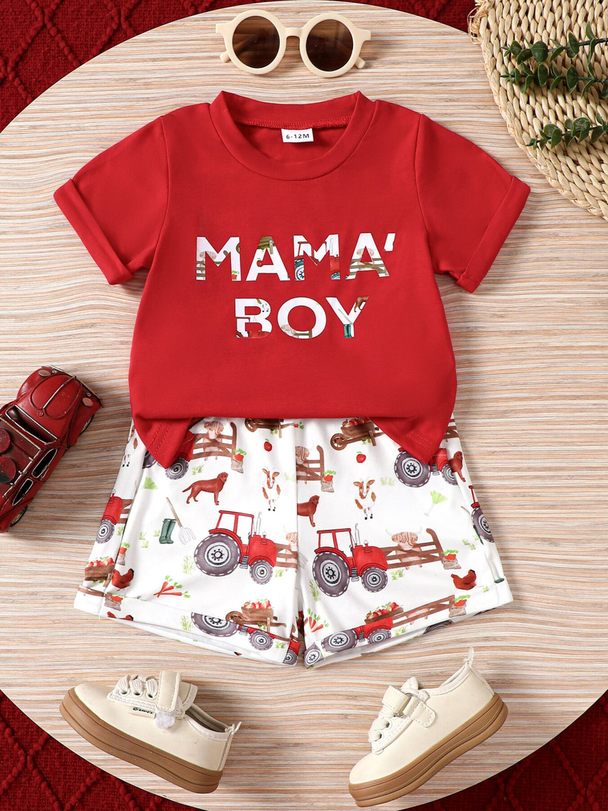 Children's Mama' Boy Graphic Casual Tee and Shorts Set