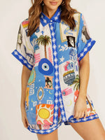 Button Up Half Sleeve Top and Shorts Set