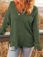 Button Detail Long Sleeve Knit Top