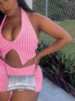 Halter Neck Top and Shorts Sweater Set