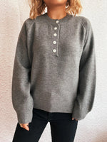 Button-Front Long Sleeve Sweater