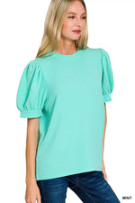 Zenana Raised Rib Puff Sleeve Top