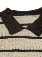 Striped Knit Polo Sweater