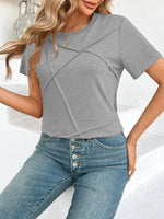 Cross Line Detail Round Neck T-Shirt