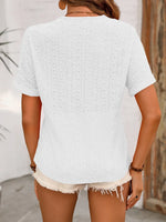 Ivy Lane Eyelet V-Neck Short Sleeve Top