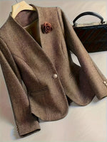 Flower One Button Long Sleeve Blazer