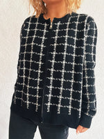 Plaid Pattern Zip Up Cardigan