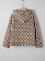 Sherpa Rhombus Zip Up Side Pocket Hooded Jacket