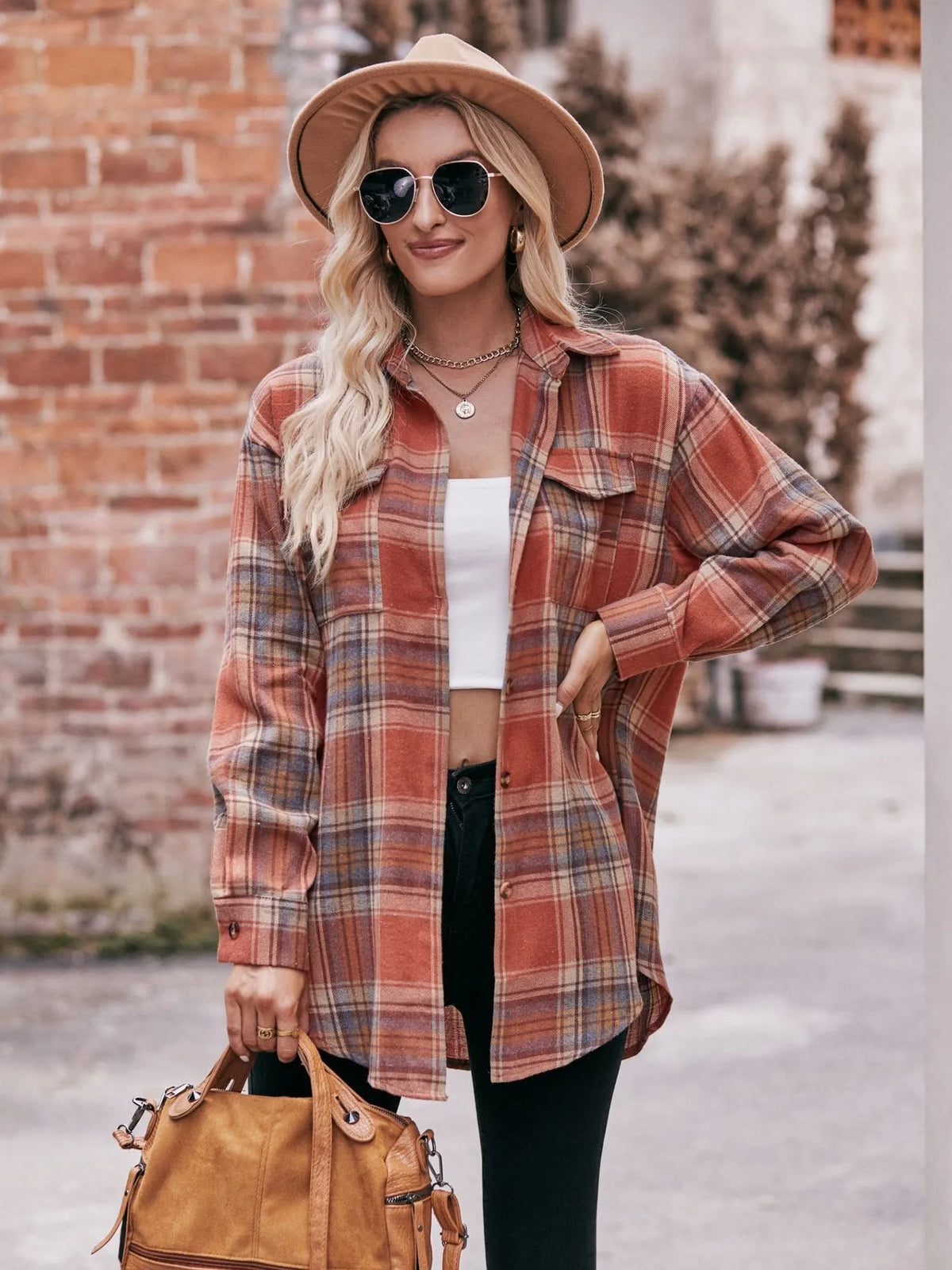 Plaid Button-Down Long Sleeve Shirt
