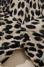 Leopard Print Lace-up Elastic Waistband Mid Rise Denim Shorts