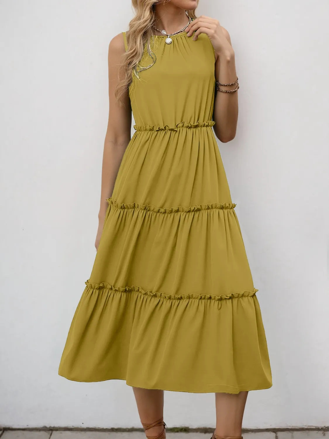 Frill Tiered Midi Dress