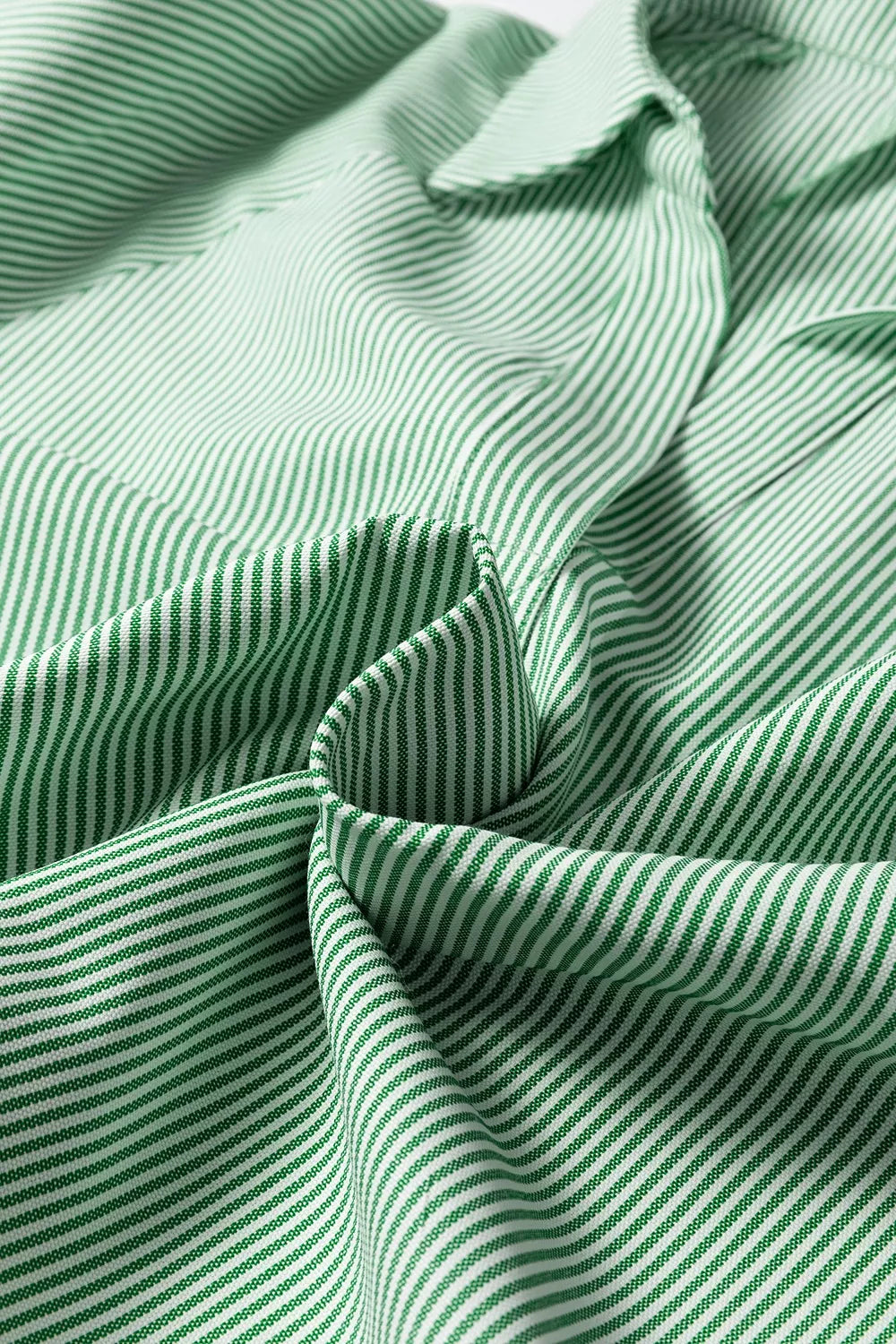 Striped Print Collared Split Neck Half Sleeve Blouse