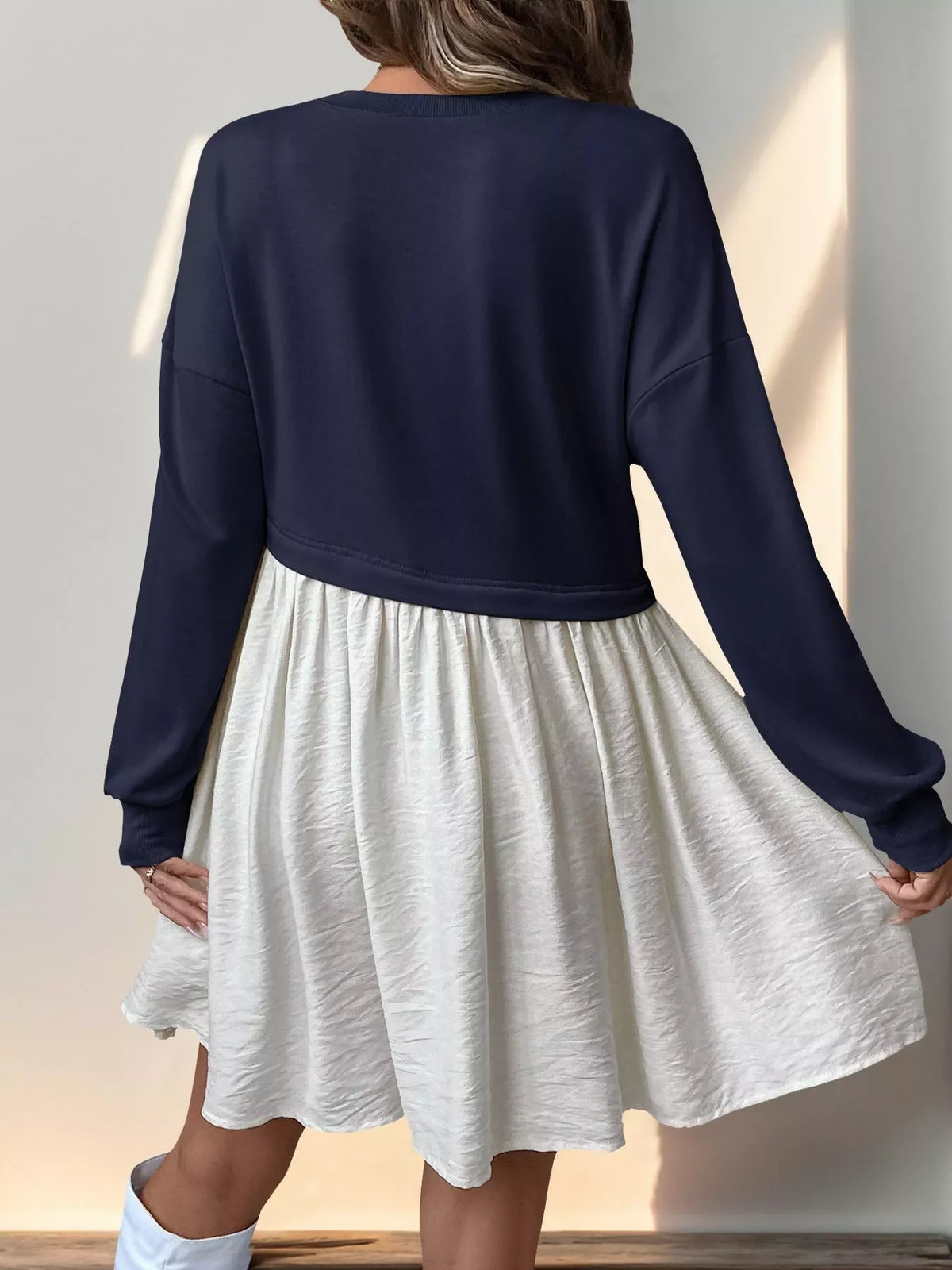 Two-Tone Dropped Shoulder Dress